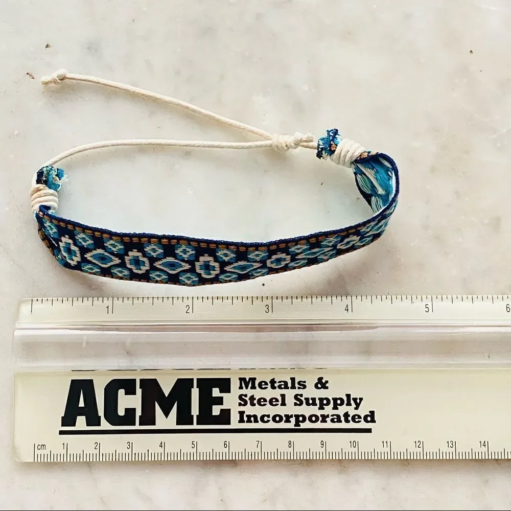 Boho Embroidered Mayan Style Adjustable Friendship Bracelet NWT